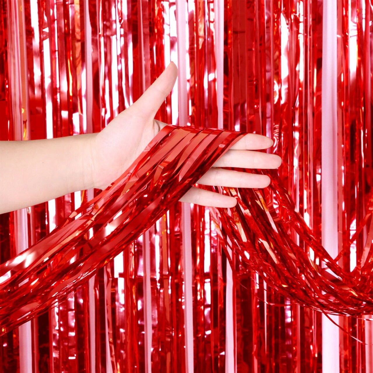 3ft X 6.5ft Foil Fringe Curtain Metallic Red Party Backdrop Decoration